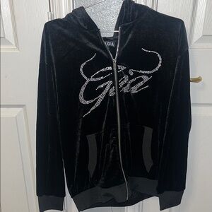 Black Velvet Jacket with Rhinestone Detail